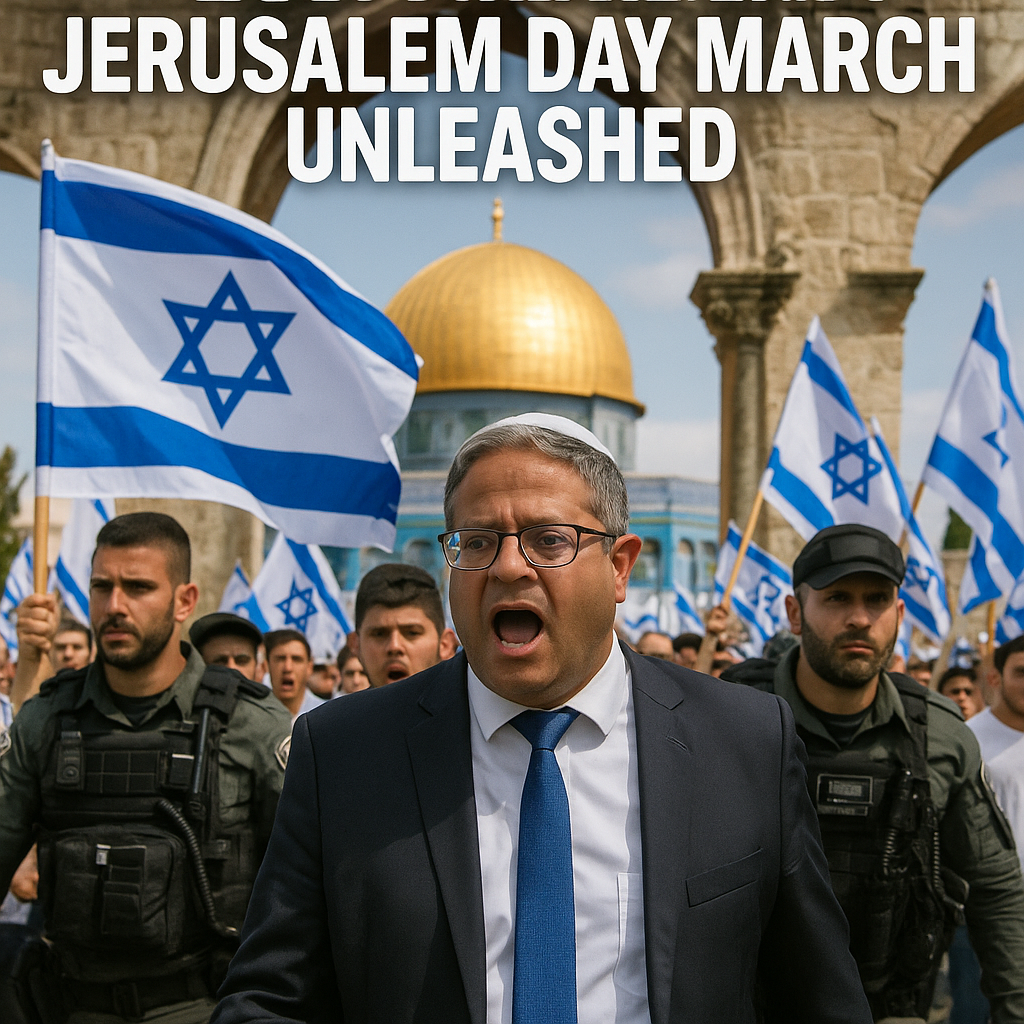 Illustration of Ben Gvir Storms Al-Aqsa: Jerusalem Day March Unleashed