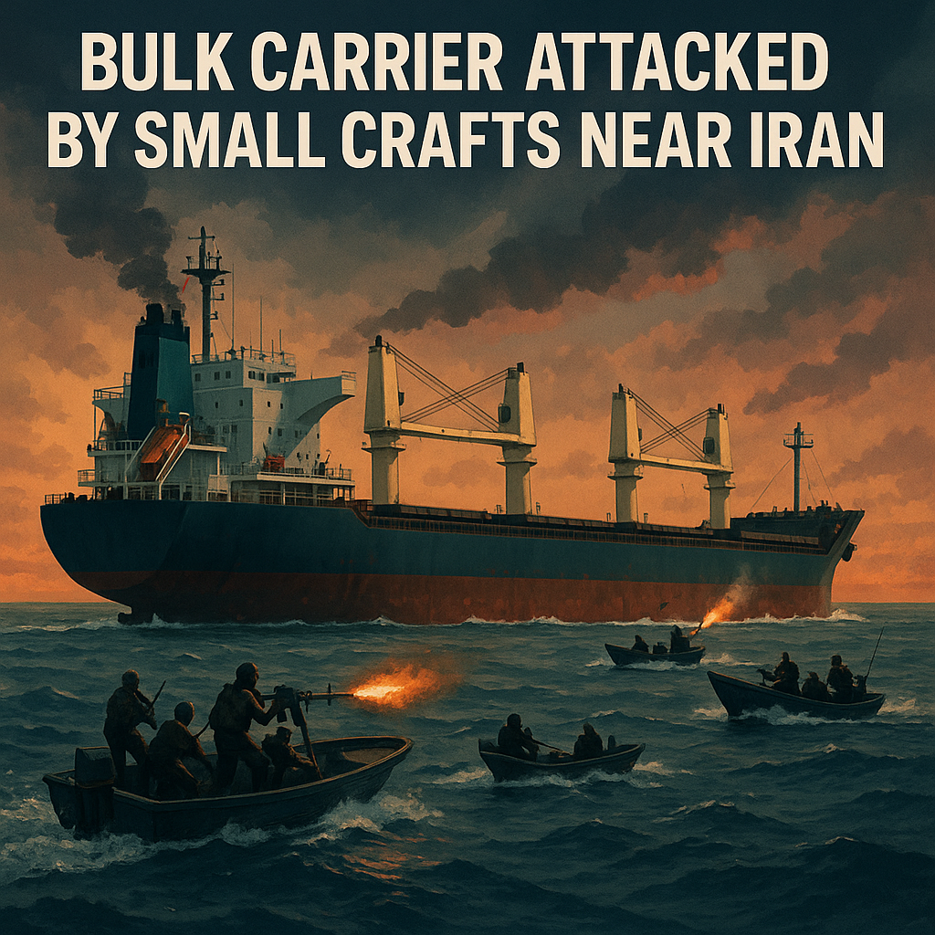 Illustration of Bulk Carrier Attacked by Small Crafts Near Iran