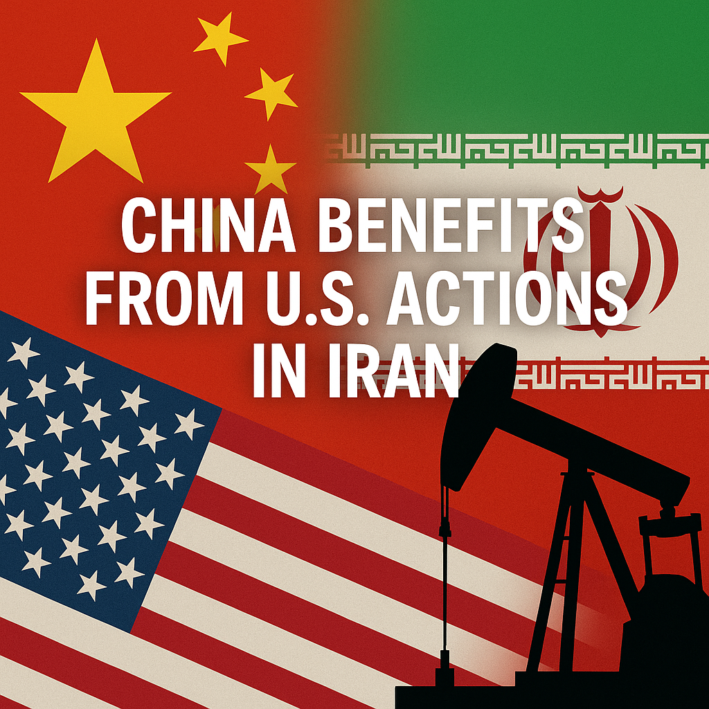 Illustration of China Benefits from US Actions in Iran