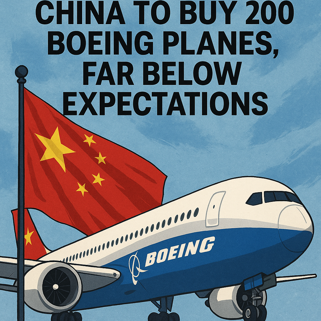 Illustration of China to Buy 200 Boeing Planes, Far Below Expectations