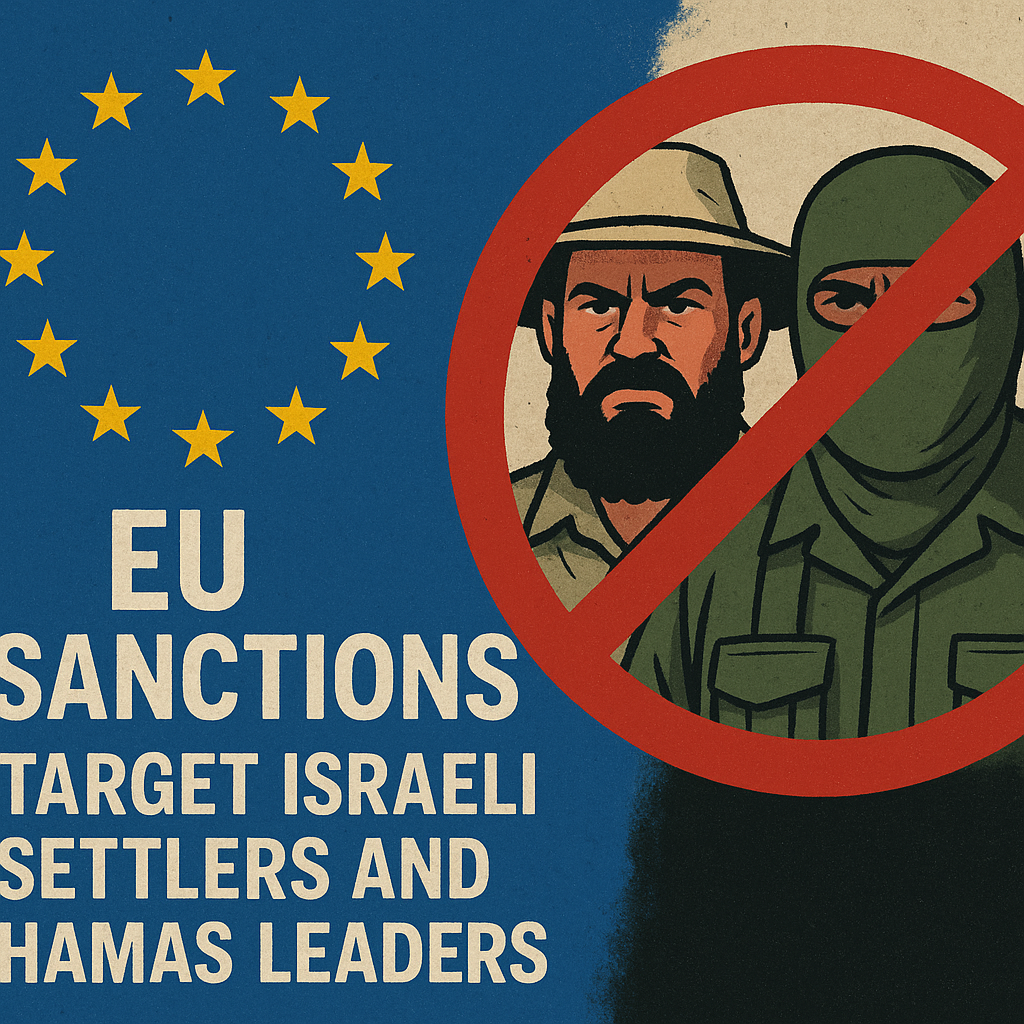 Illustration of EU Sanctions Target Israeli Settlers and Hamas Leaders