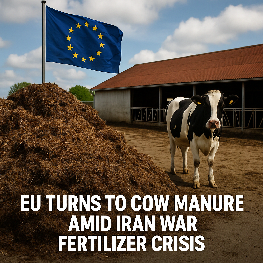 Illustration of EU Turns to Cow Manure Amid Iran War Fertilizer Crisis