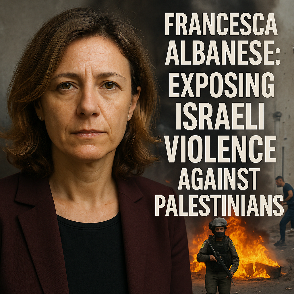Illustration of Francesca Albanese: Exposing Israeli Violence Against Palestinians