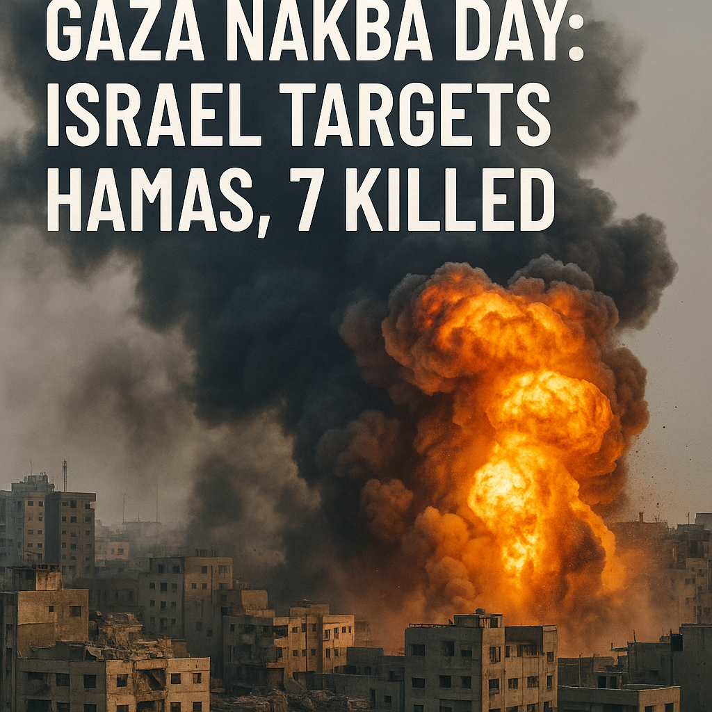 Illustration of Gaza Nakba Day: Israel Targets Hamas, 7 Killed