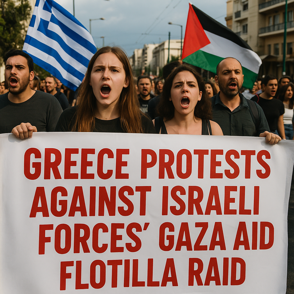 Illustration of Greece Protests Against Israeli Forces' Gaza Aid Flotilla Raid