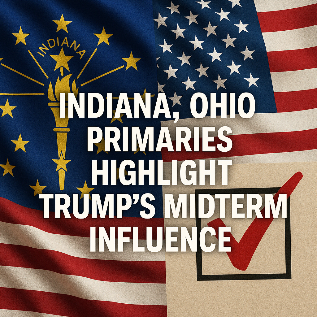 Illustration of Indiana, Ohio Primaries Highlight Trump's Midterm Influence