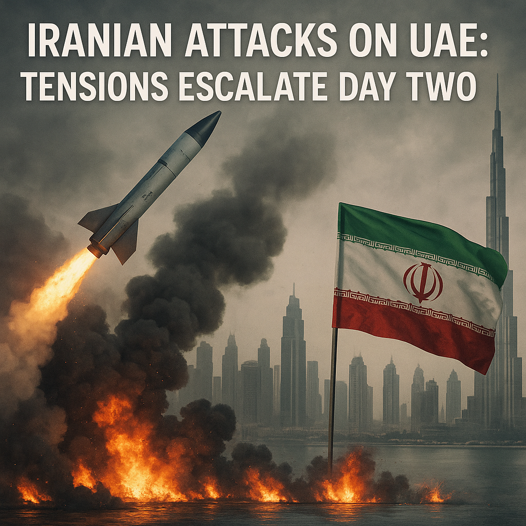Illustration of Iranian Attacks on UAE: Tensions Escalate Day Two