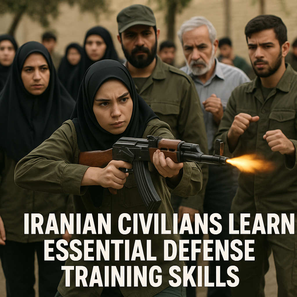 Illustration of Iranian Civilians Learn Essential Defense Training Skills