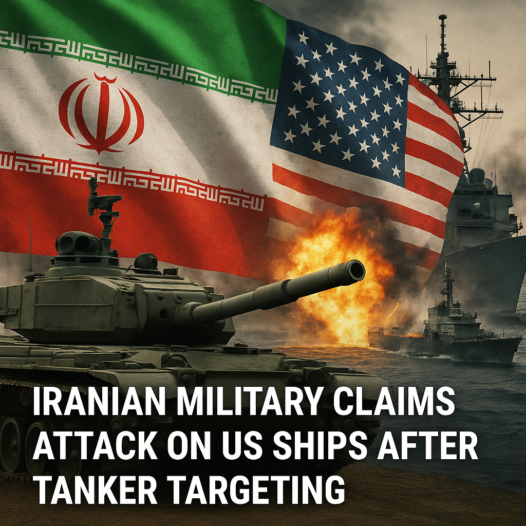 Illustration of Iranian Military Claims Attack on US Ships After Tanker Targeting