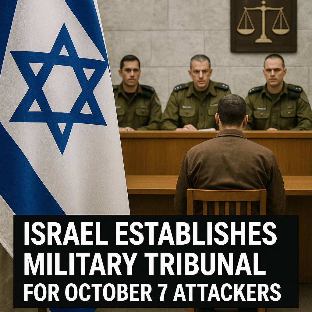Illustration of Israel Establishes Military Tribunal for October 7 Attackers