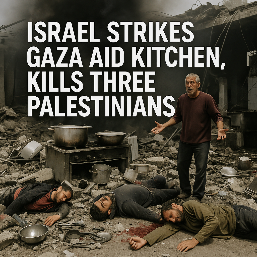 Illustration of Israel Strikes Gaza Aid Kitchen, Kills Three Palestinians