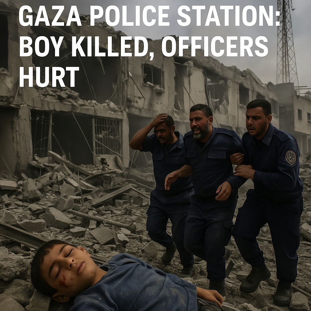 Illustration of Israel Strikes Gaza Police Station: Boy Killed, Officers Hurt