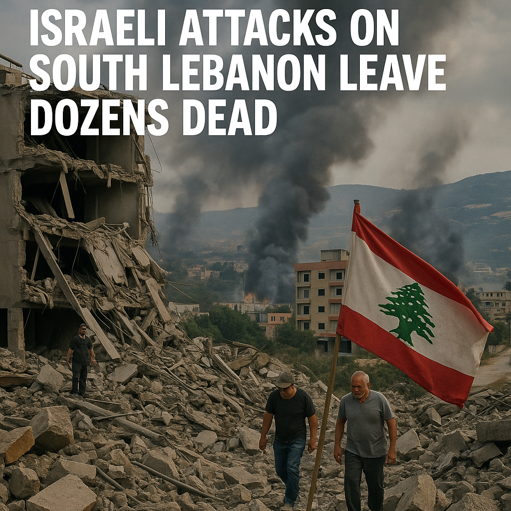 Illustration of Israeli Attacks on South Lebanon Leave Dozens Dead