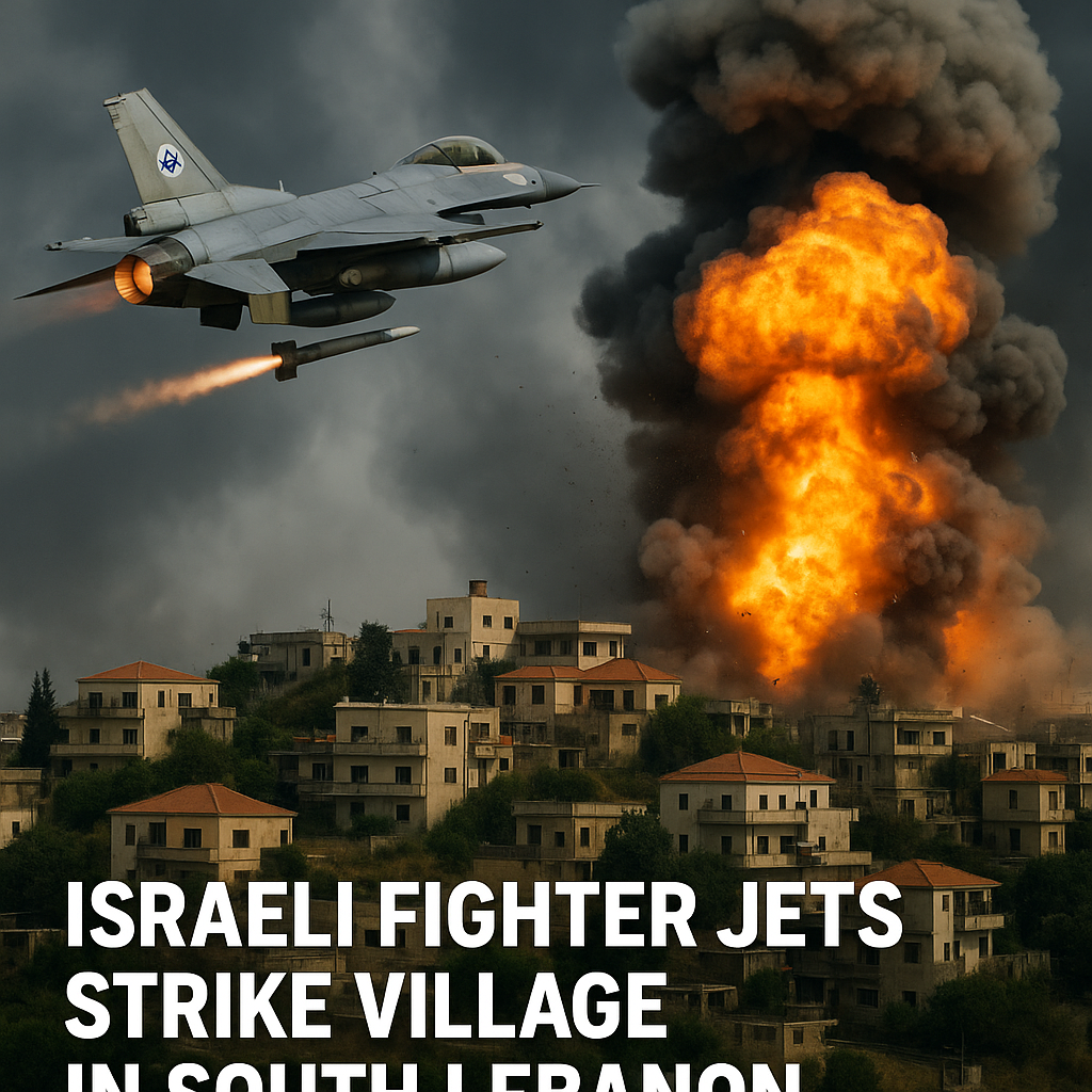 Illustration of Israeli Fighter Jets Strike Village in South Lebanon