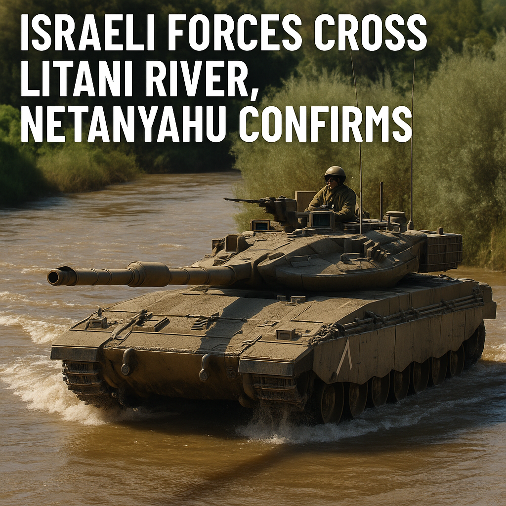 Illustration of Israeli Forces Cross Litani River, Netanyahu Confirms