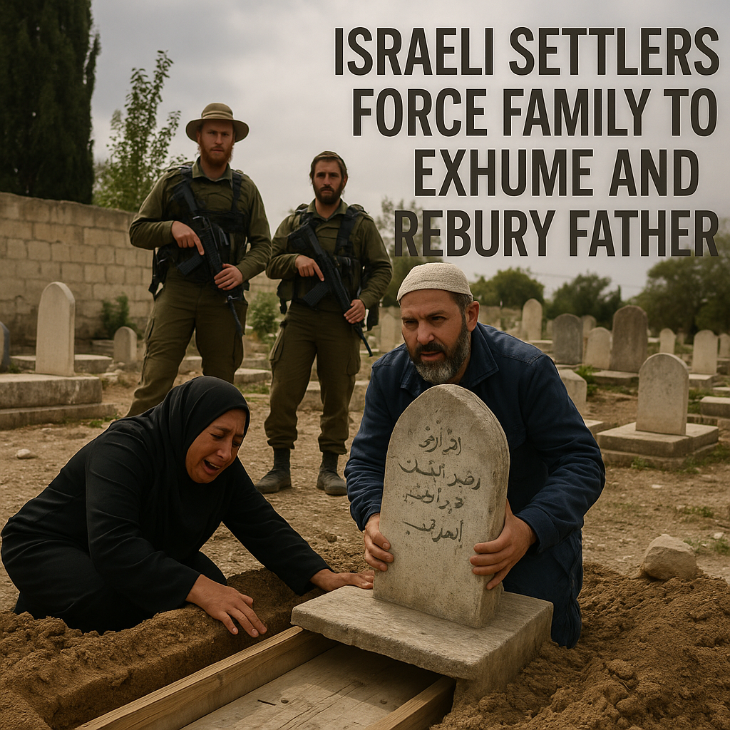 Illustration of Israeli Settlers Force Family to Exhume and Rebury Father