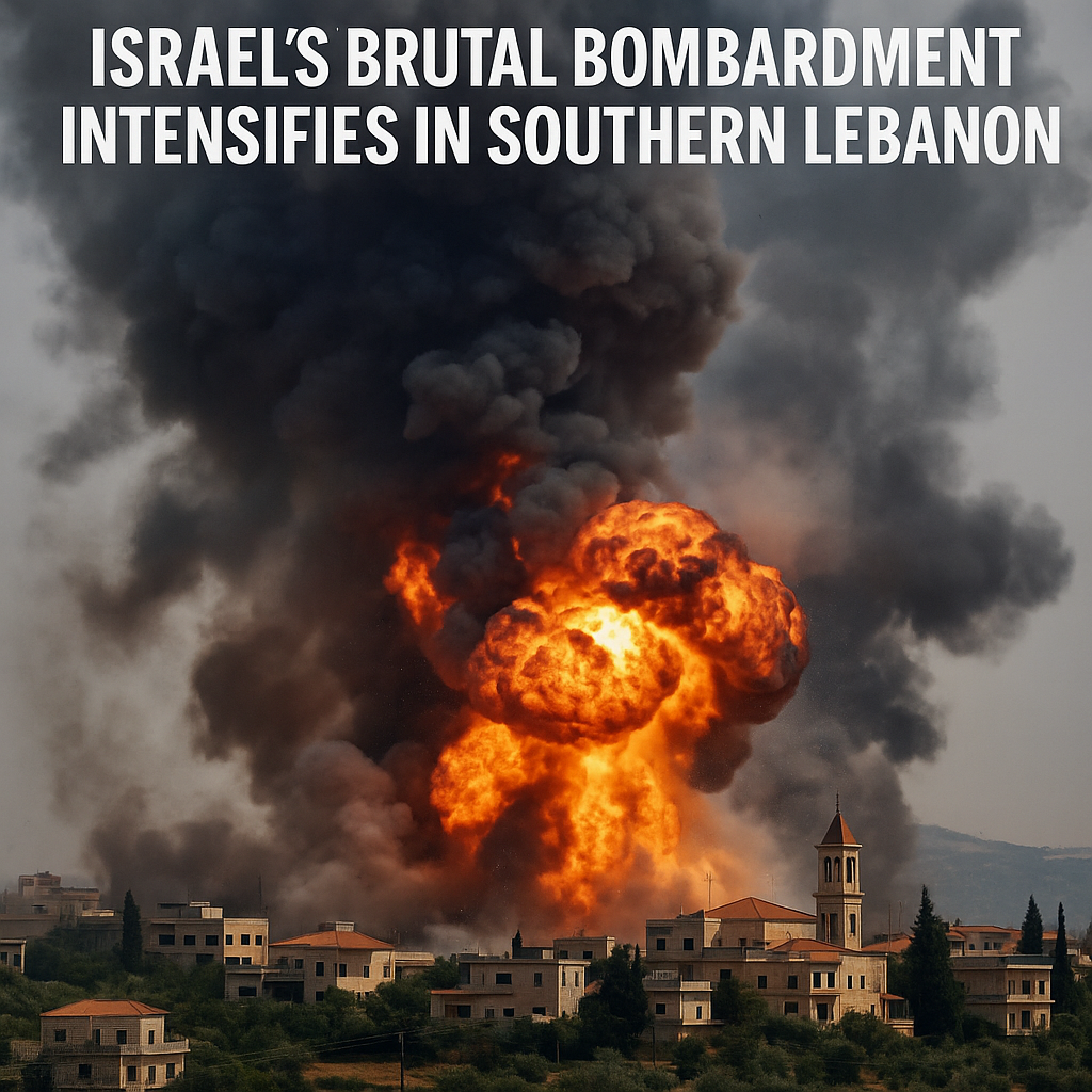 Illustration of Israel's Brutal Bombardment Intensifies in Southern Lebanon
