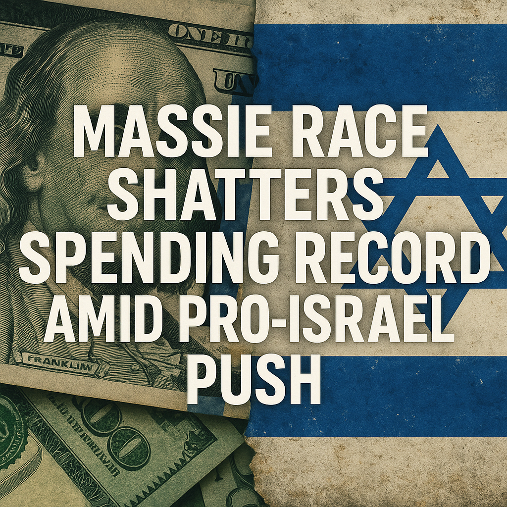 Illustration of Massie Race Shatters Spending Record Amid Pro-Israel Push