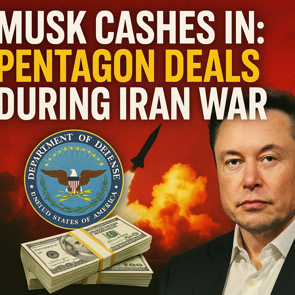 Illustration of Musk Cashes In: Pentagon Deals During Iran War