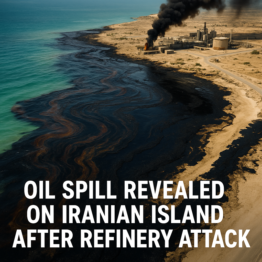 Illustration of Oil Spill Revealed on Iranian Island After Refinery Attack