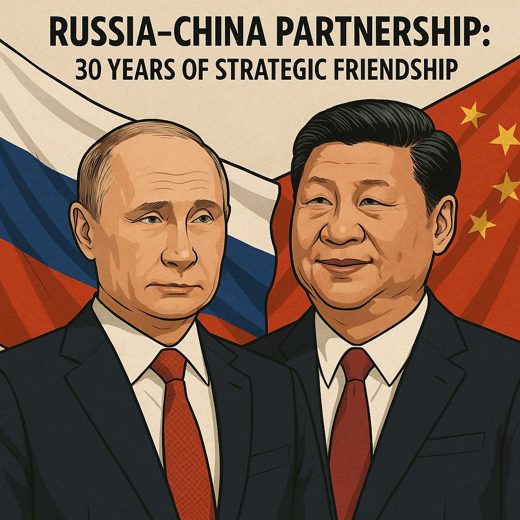 Illustration of Russia-China Partnership: 30 Years of Strategic Friendship