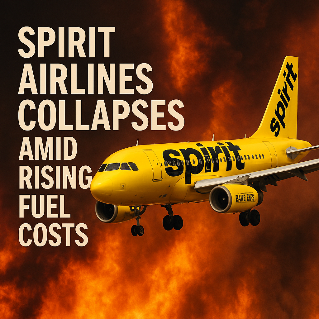 Illustration of Spirit Airlines Collapses Amid Rising Fuel Costs