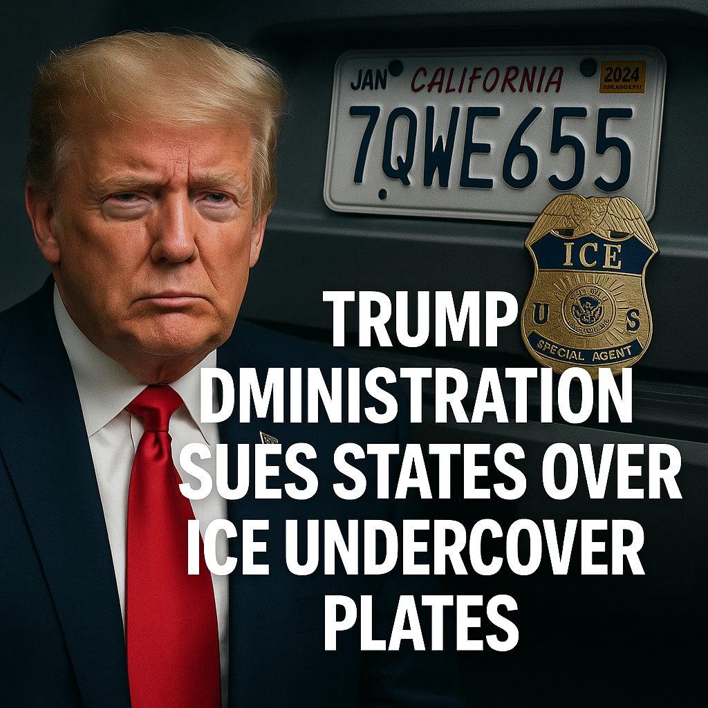 Illustration of Trump Administration Sues States Over ICE Undercover Plates