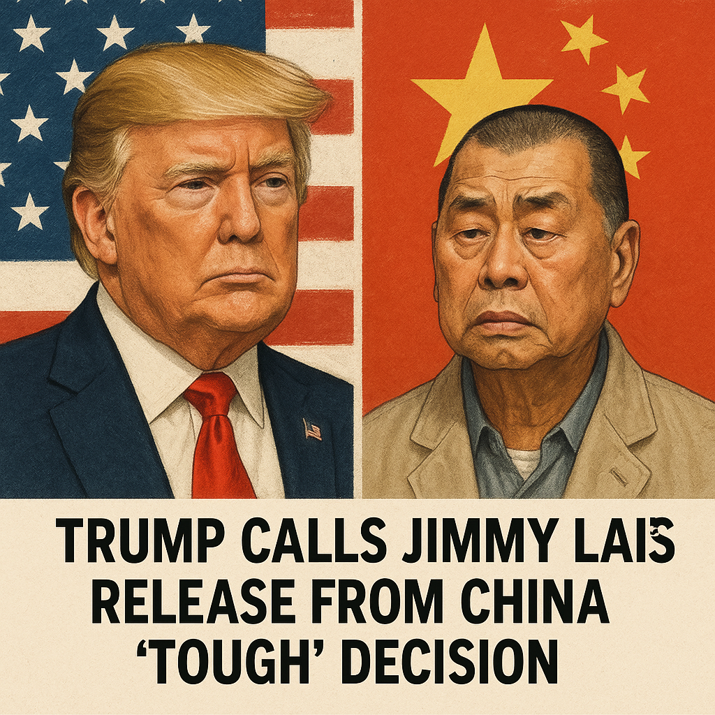Illustration of Trump Calls Jimmy Lai's Release from China 'Tough' Decision