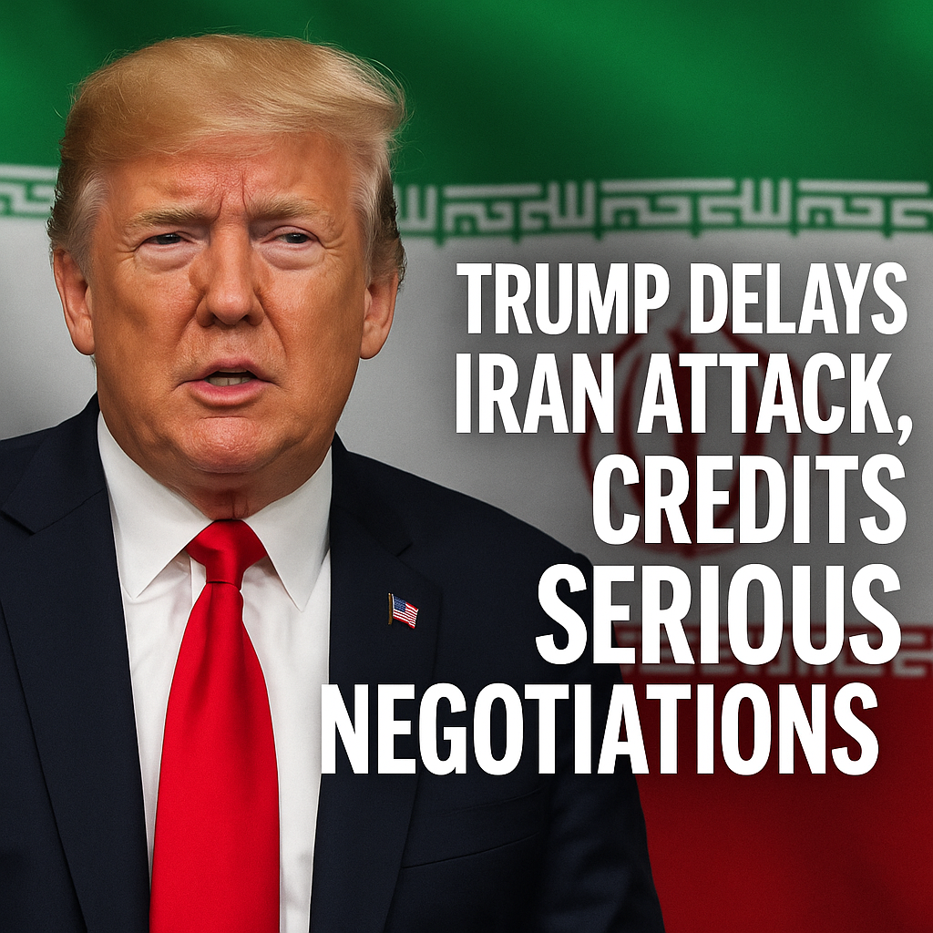 Illustration of Trump Delays Iran Attack, Credits Serious Negotiations