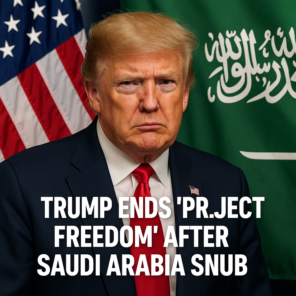 Illustration of Trump Ends 'Project Freedom' After Saudi Arabia Snub