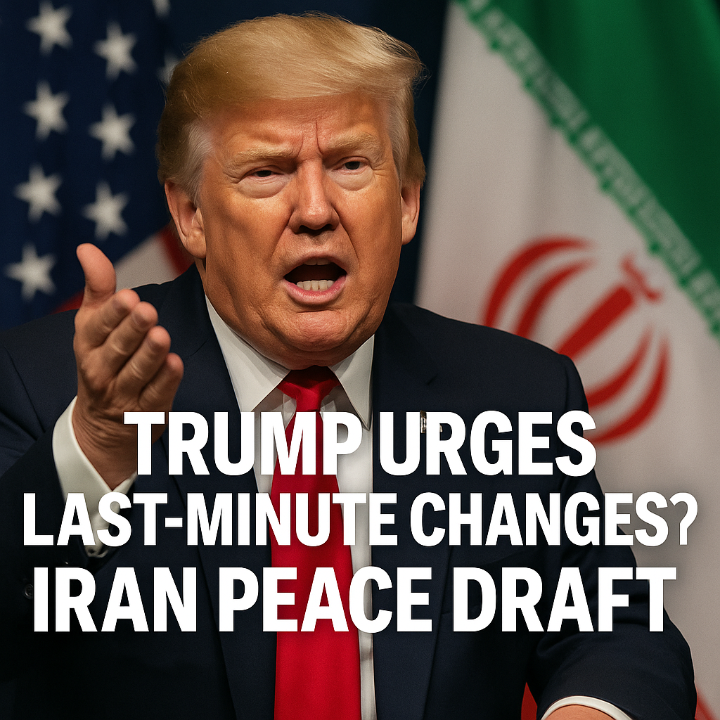 Illustration of Trump Urges Last-Minute Changes to Iran Peace Draft