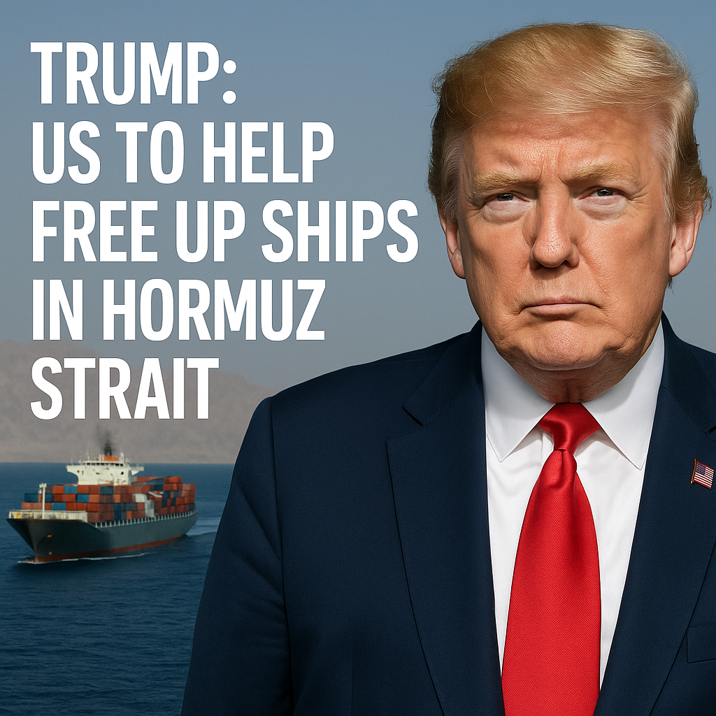 Illustration of Trump: US to Help Free Up Ships in Hormuz Strait