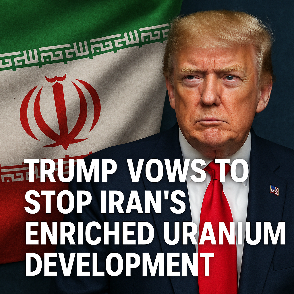 Illustration of Trump Vows to Stop Iran's Enriched Uranium Development