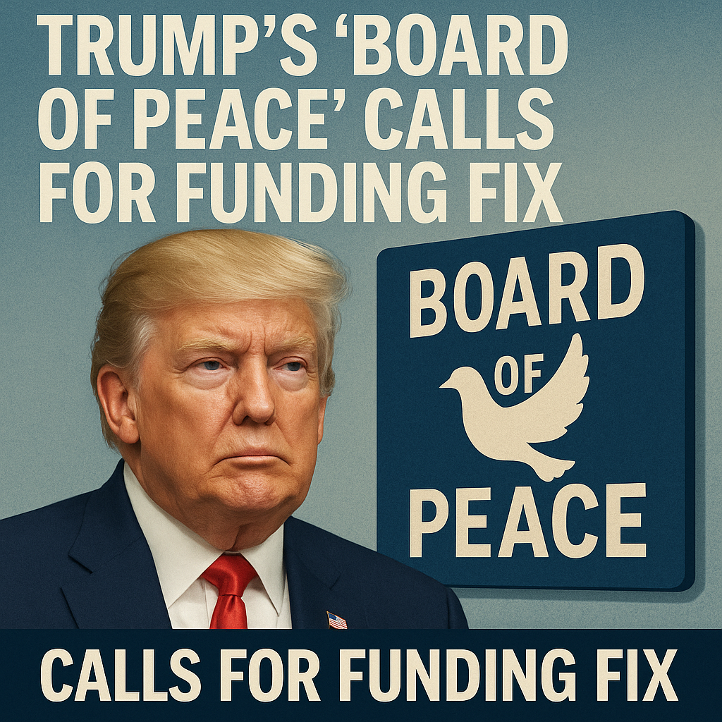 Illustration of Trump's Board of Peace Calls for Funding Fix