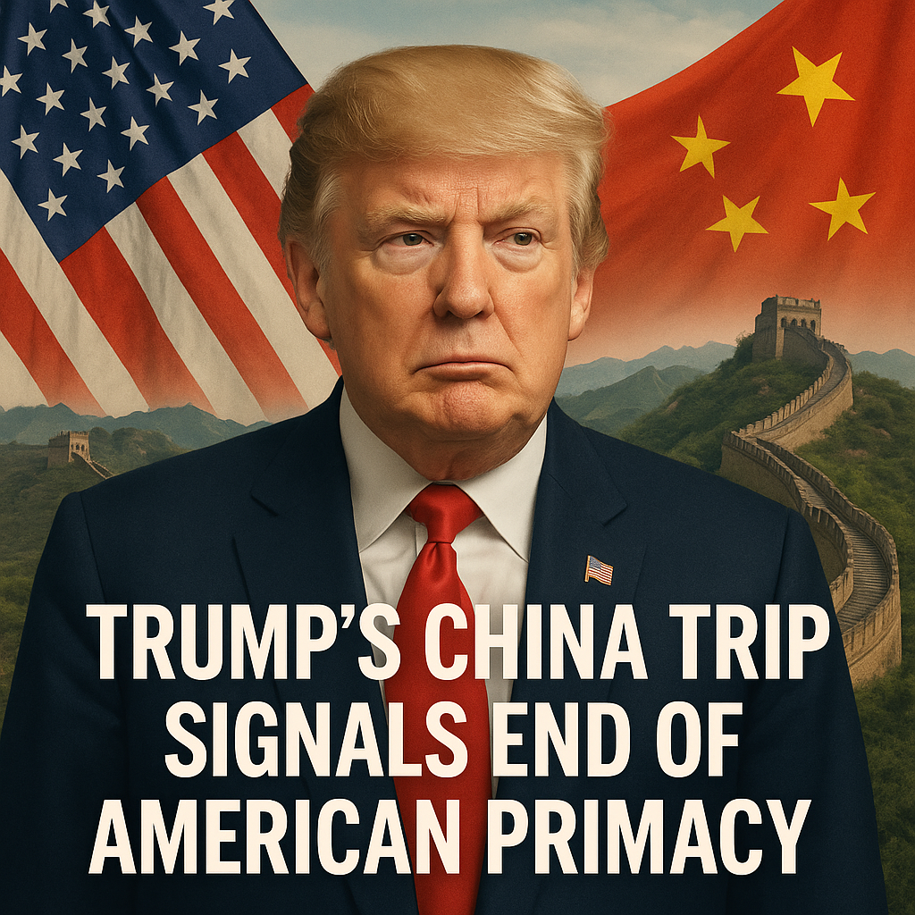 Illustration of Trump's China Trip Signals End of American Primacy