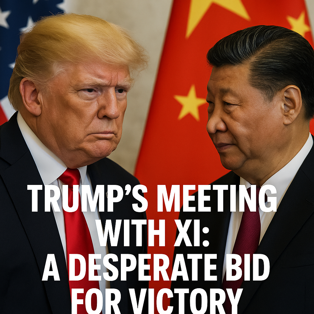 Illustration of Trump's Meeting with Xi: A Desperate Bid for Victory