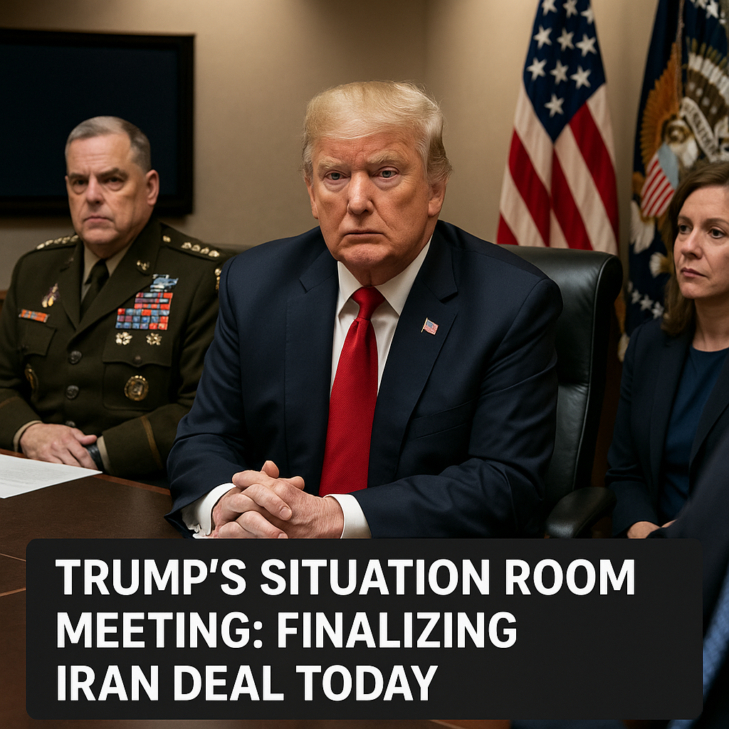 Illustration of Trump's Situation Room Meeting: Finalizing Iran Deal Today
