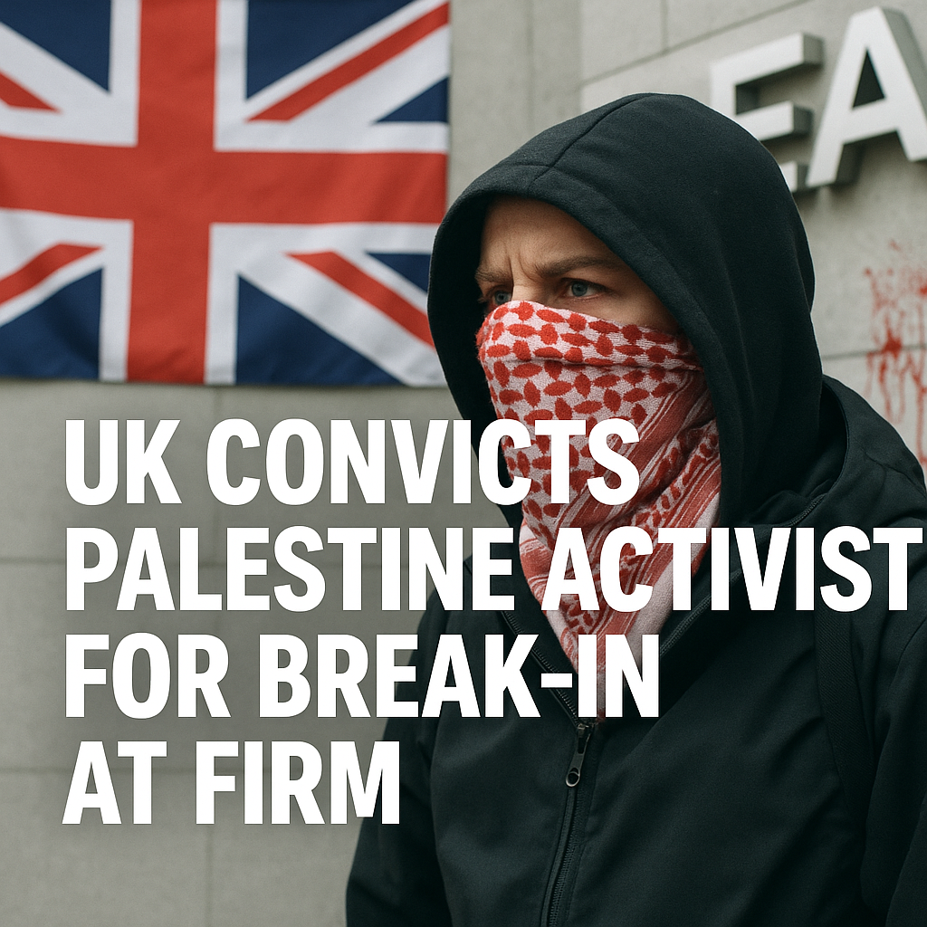Illustration of UK Convicts Palestine Action Activists for Break-in at Firm