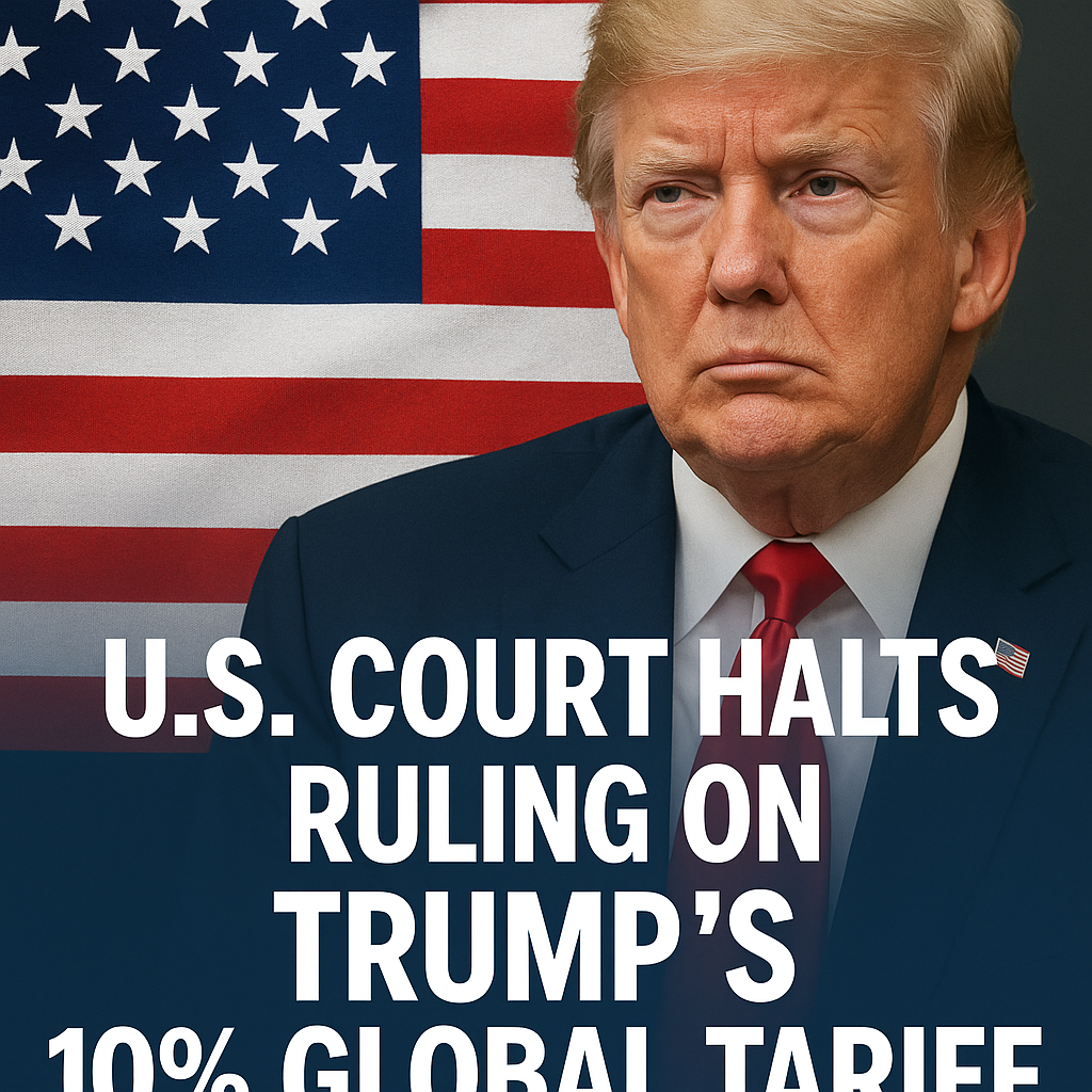 Illustration of US Court Halts Ruling on Trump's 10% Global Tariff