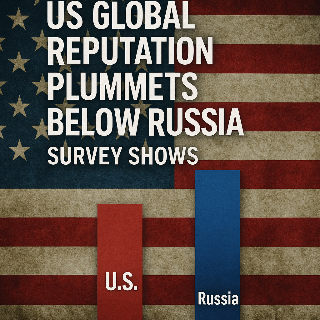 Illustration of US Global Reputation Plummets Below Russia, Survey Shows