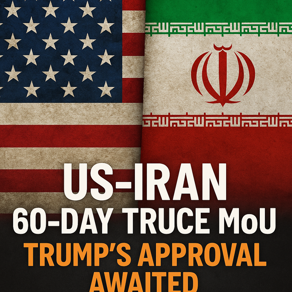 Illustration of US-Iran 60-Day Truce MoU: Trump's Approval Awaited