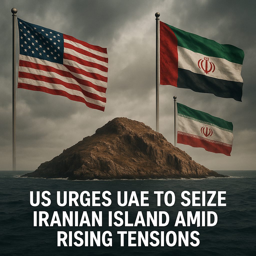 Illustration of US Urges UAE to Seize Iranian Island Amid Rising Tensions