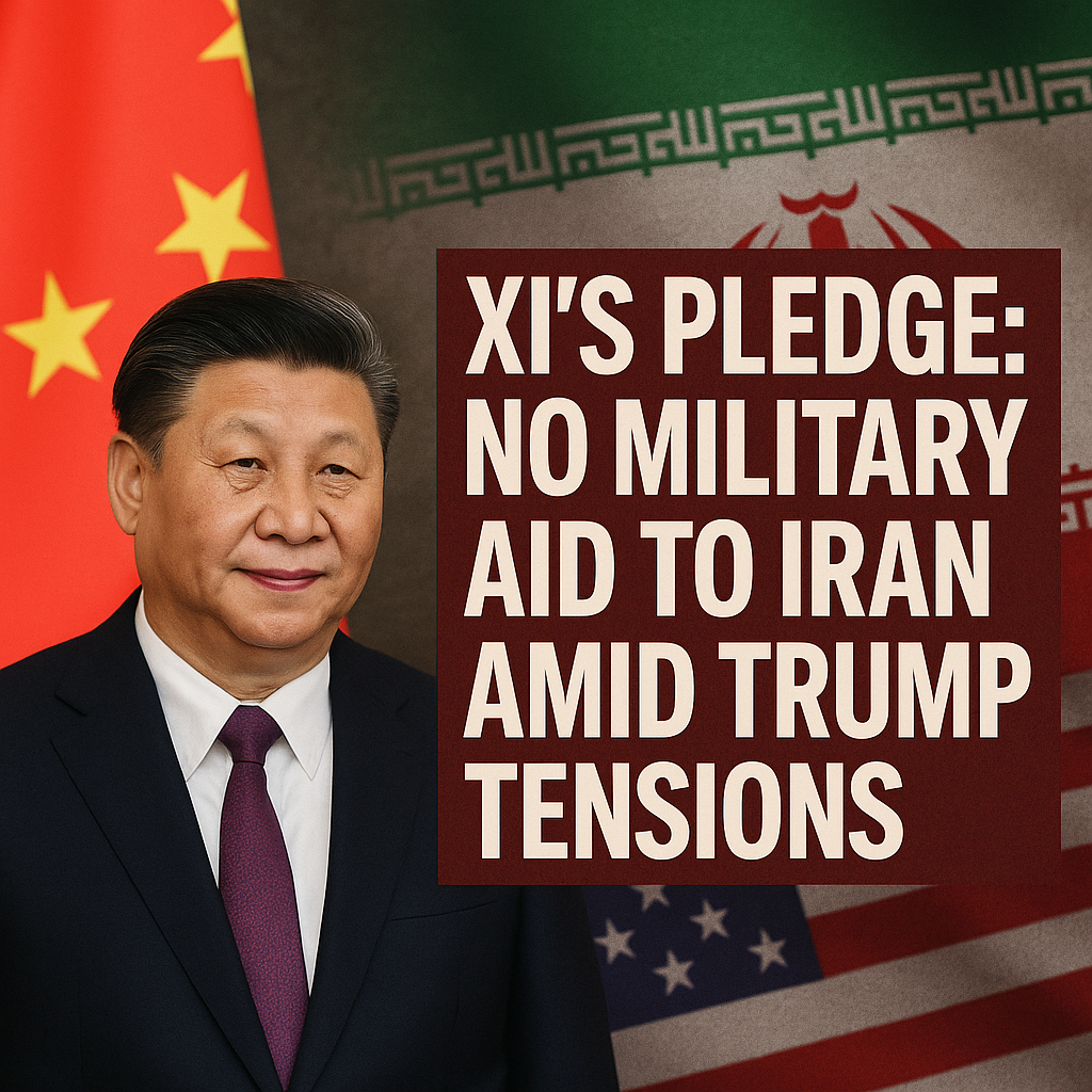 Illustration of Xi's Pledge: No Military Aid to Iran Amid Trump Tensions