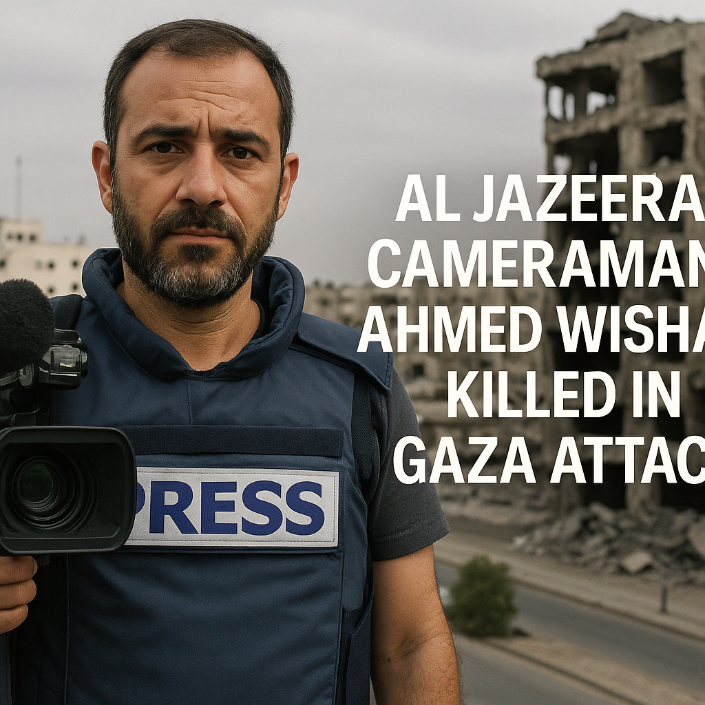 Illustration of Al Jazeera Cameraman Ahmed Wishah Killed in Gaza Attack