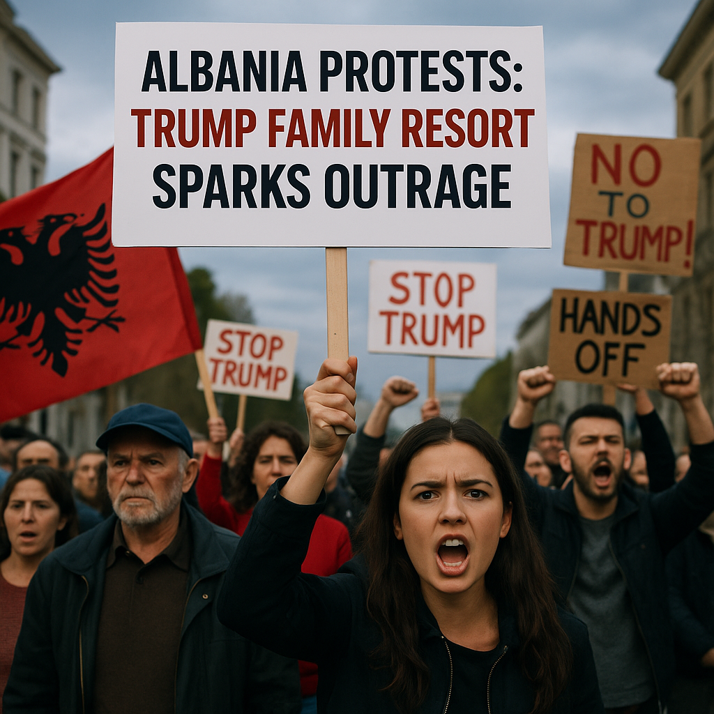 Illustration of Albania Protests: Trump Family Resort Sparks Outrage