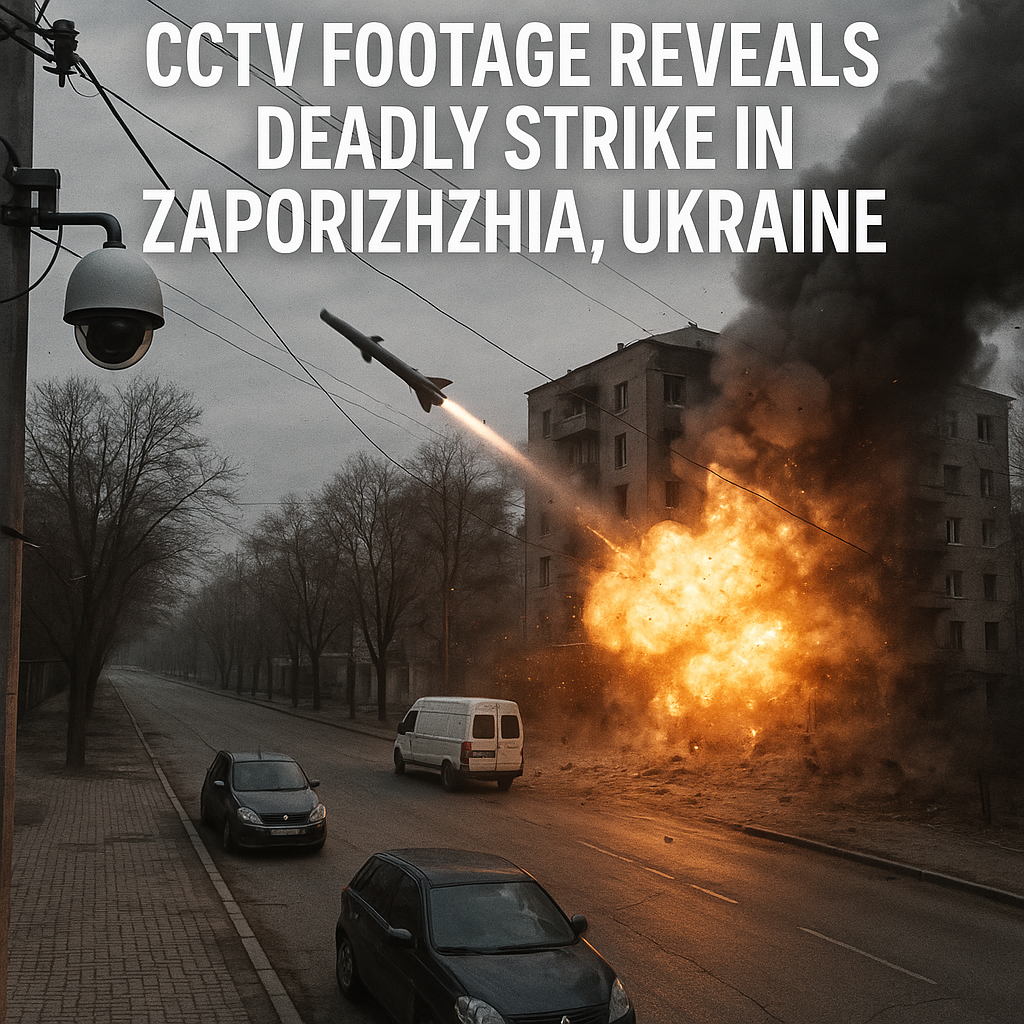 Illustration of CCTV Footage Reveals Deadly Strike in Zaporizhzhia, Ukraine