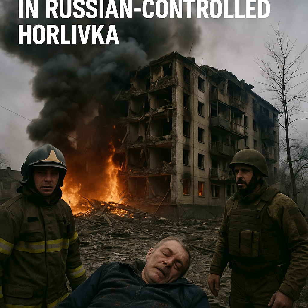 Illustration of Drone Strikes Kill Three in Russian-Controlled Horlivka