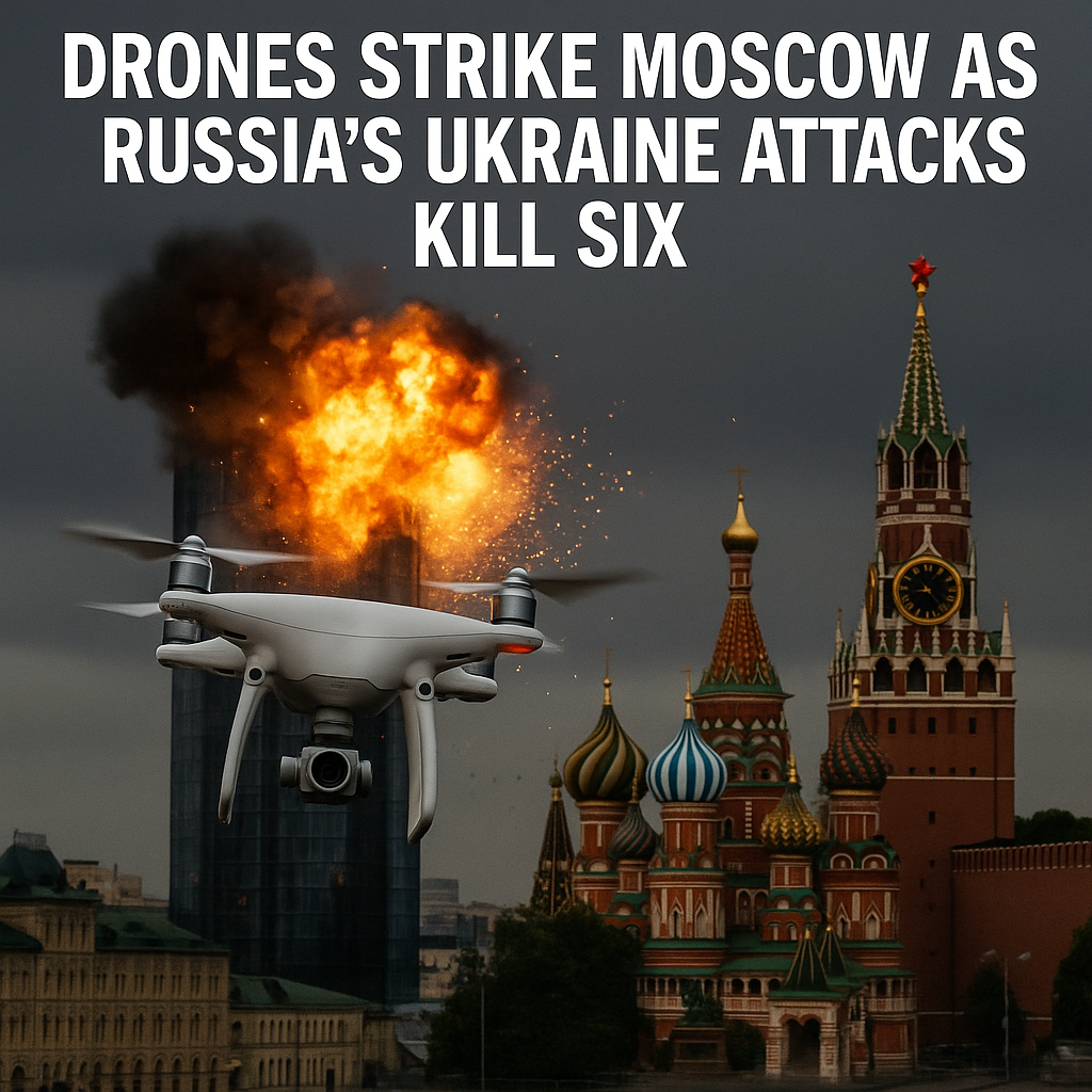 Illustration of Drones Strike Moscow as Russia's Ukraine Attacks Kill Six