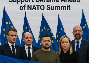 Illustration of European Leaders Unite to Support Ukraine Ahead of NATO Summit