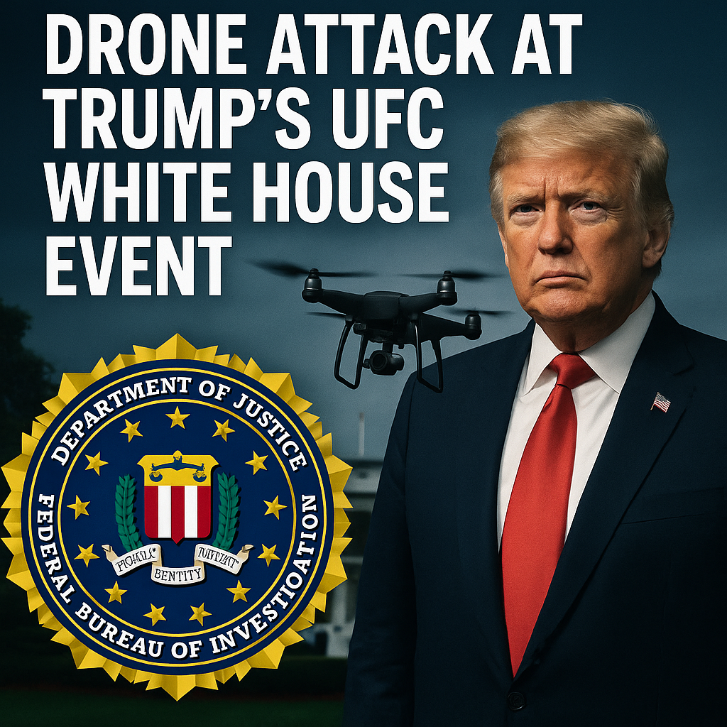 Illustration of FBI Prevents Drone Attack at Trump’s UFC White House Event